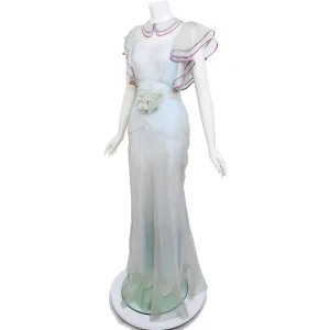 1930s Seafoam Silk Organza Maxi Dress