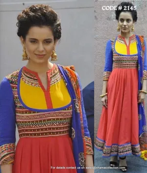 2145 Kangana Ranout's multicolor anarkali Outfit Sets