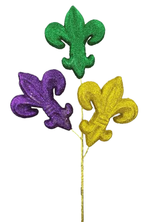 28" Glitter Fleur de Lis Spray: Mardi Gras - 63655MG