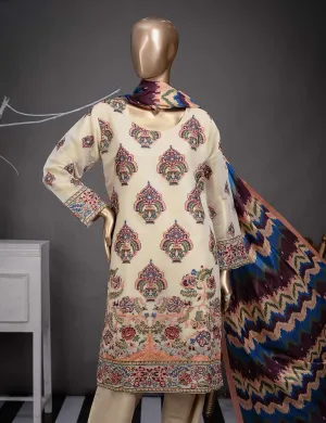 3 Pc Khaddi Lawn Unstitched Embroidered Dress (TP-05)