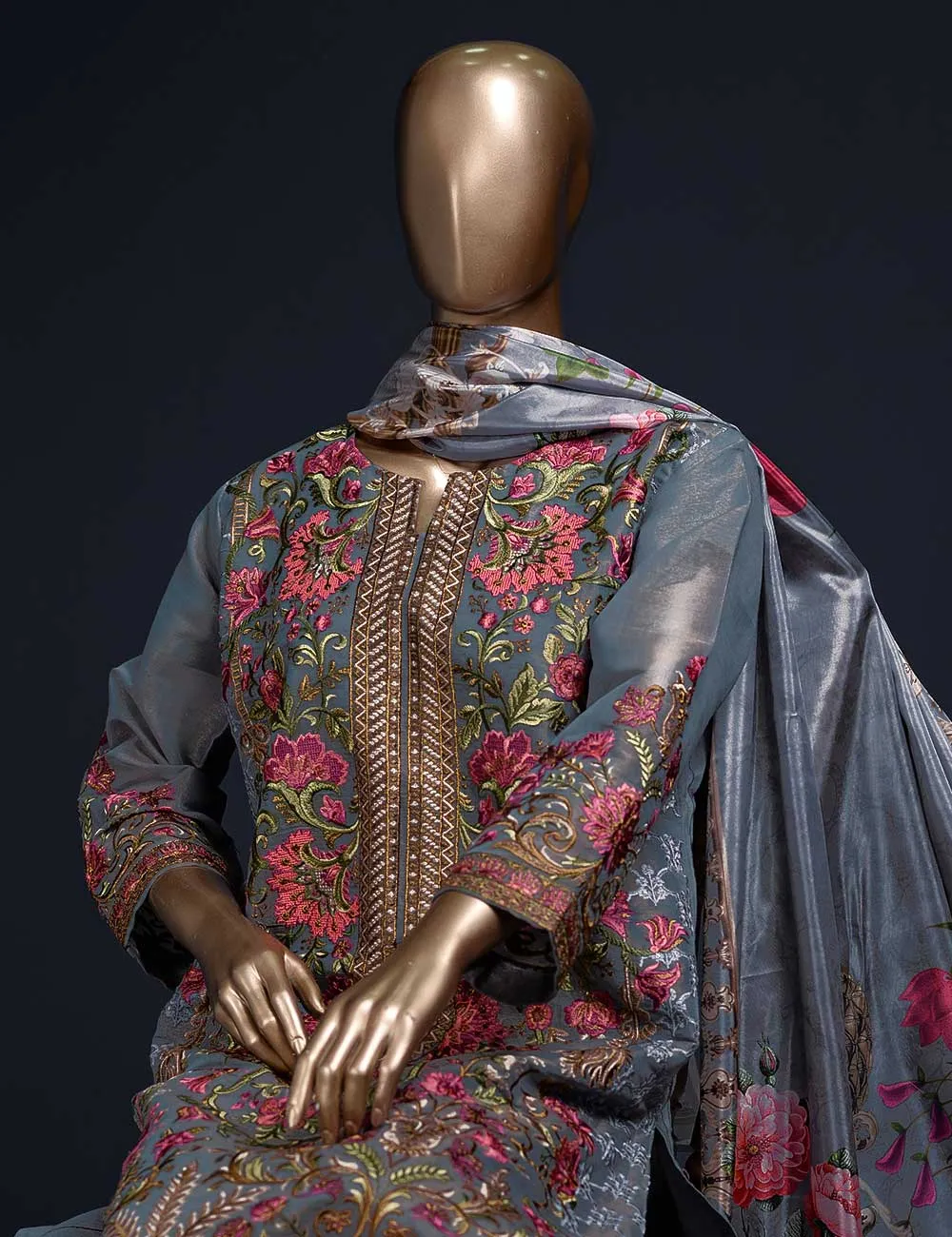 3 Pc Khaddi Lawn Unstitched Embroidered Dress (TP-09)