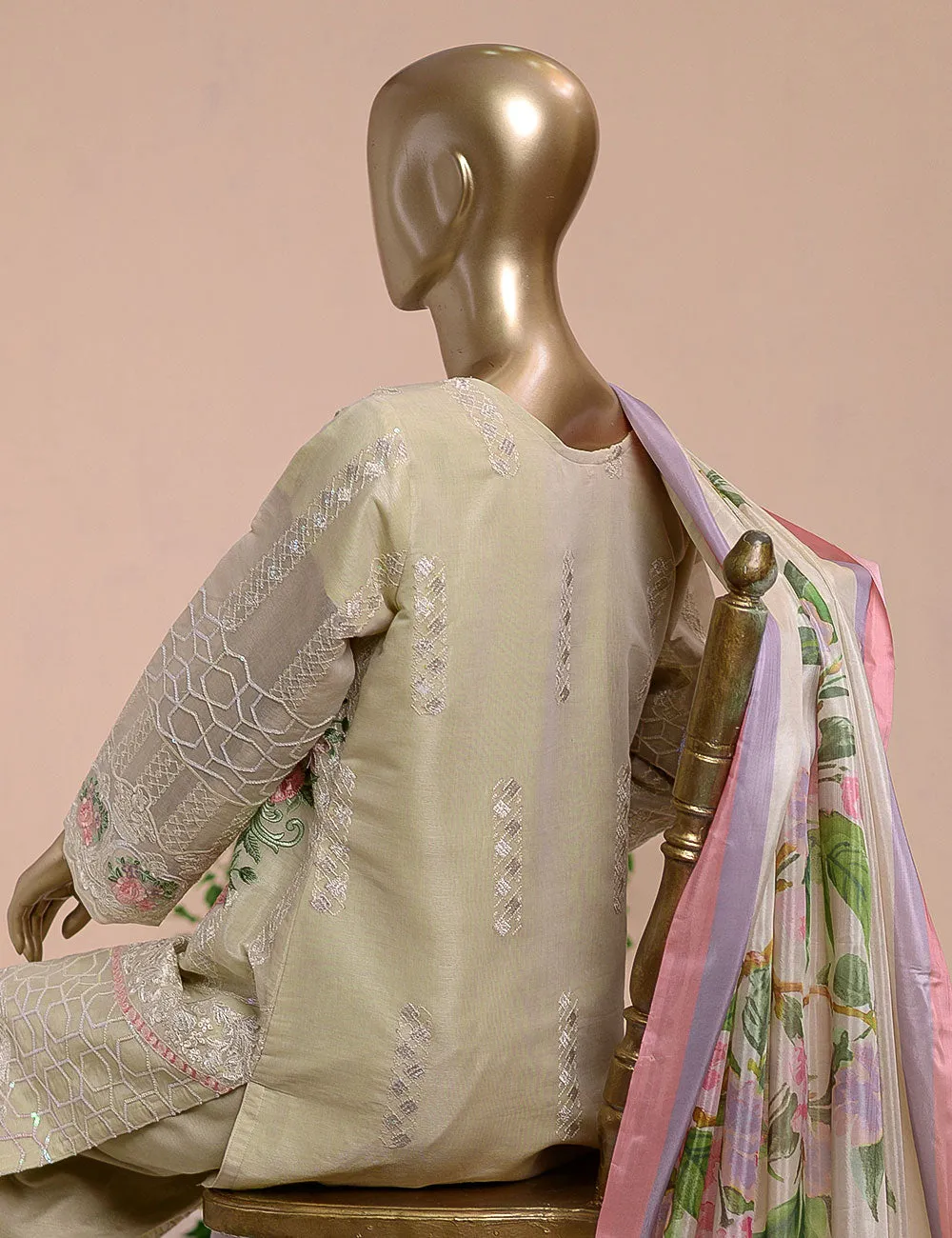 3 Pc Khaddi Lawn Unstitched Embroidered Dress (TP-15)