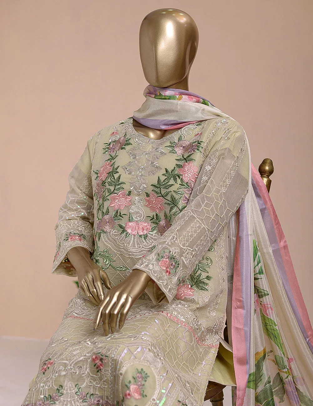 3 Pc Khaddi Lawn Unstitched Embroidered Dress (TP-15)