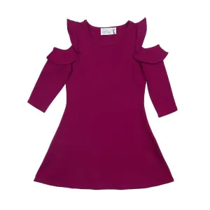 434 Cold Shoulder Ruffle Dress