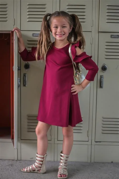 434 Cold Shoulder Ruffle Dress