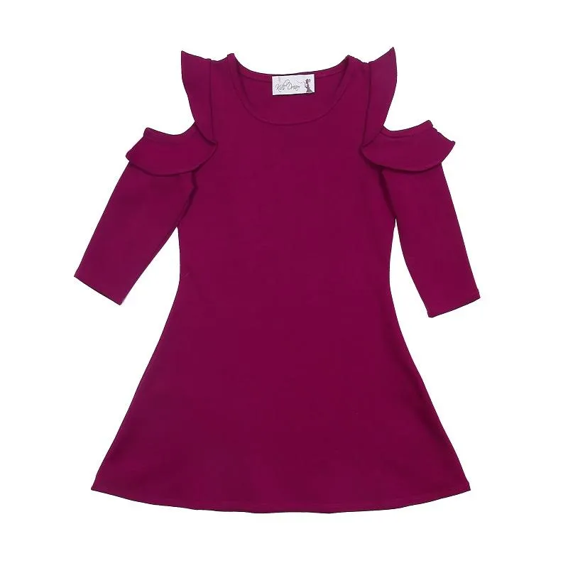 434 Cold Shoulder Ruffle Dress