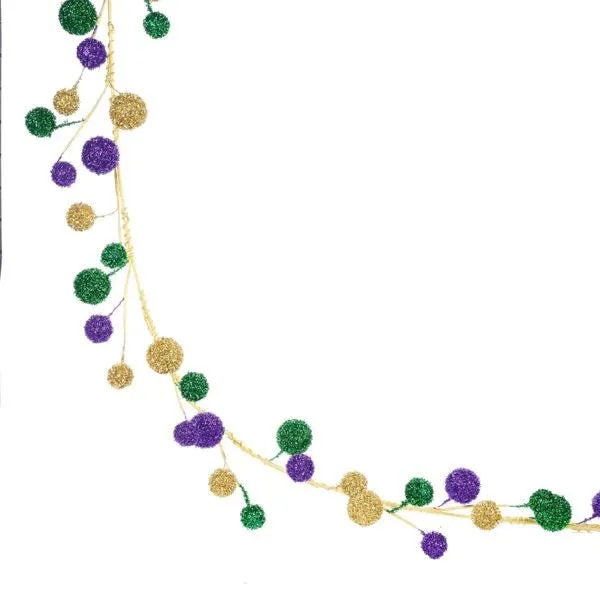5'L Mixed Glitter Ball Garland: Mardi Gras - HG3279