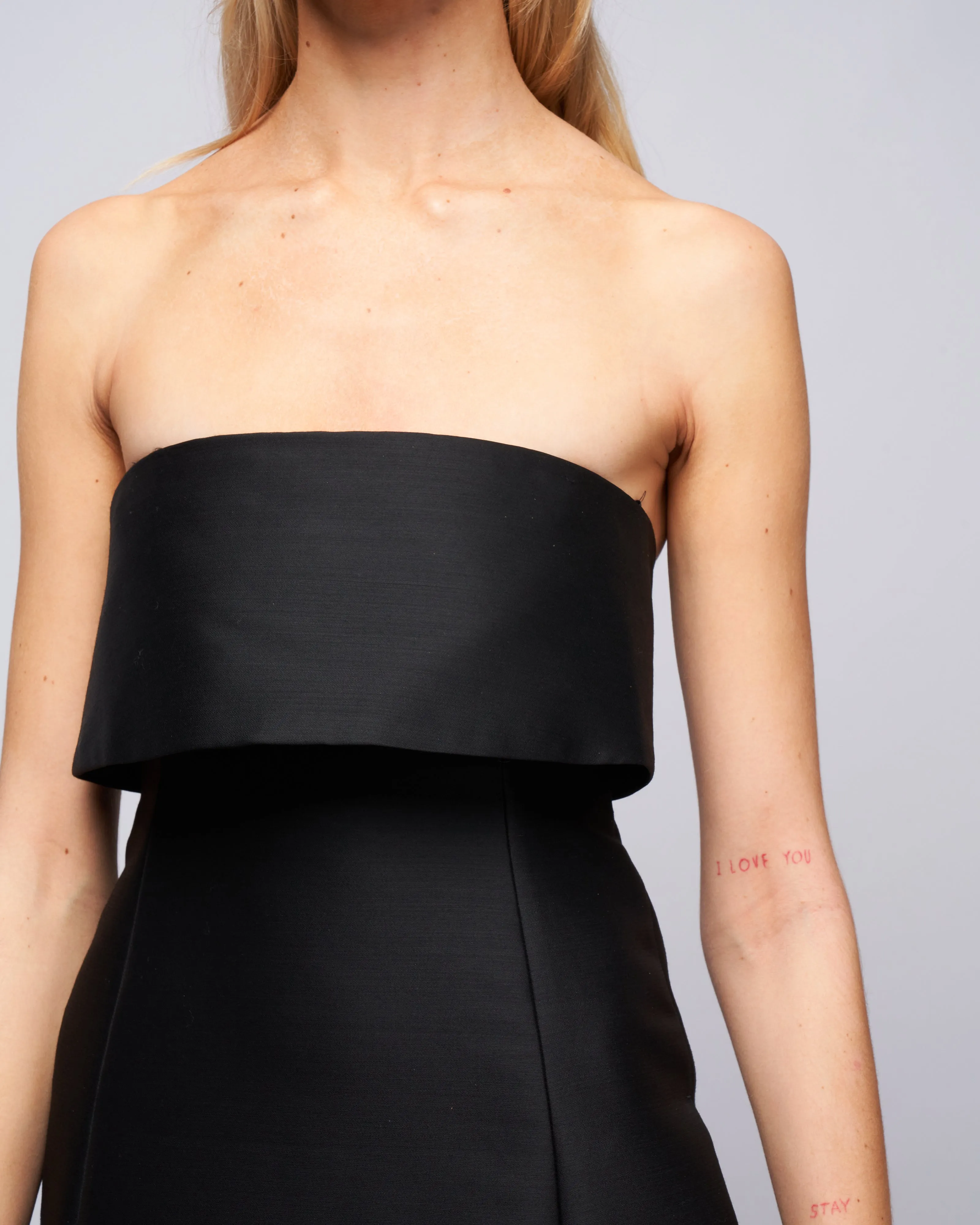 a-line wool cotton dress - black