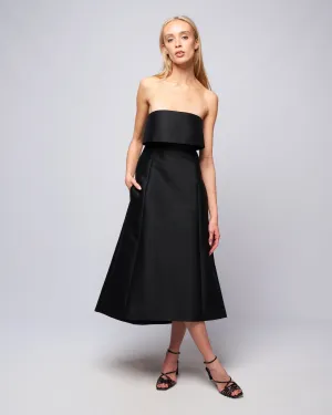 a-line wool cotton dress - black