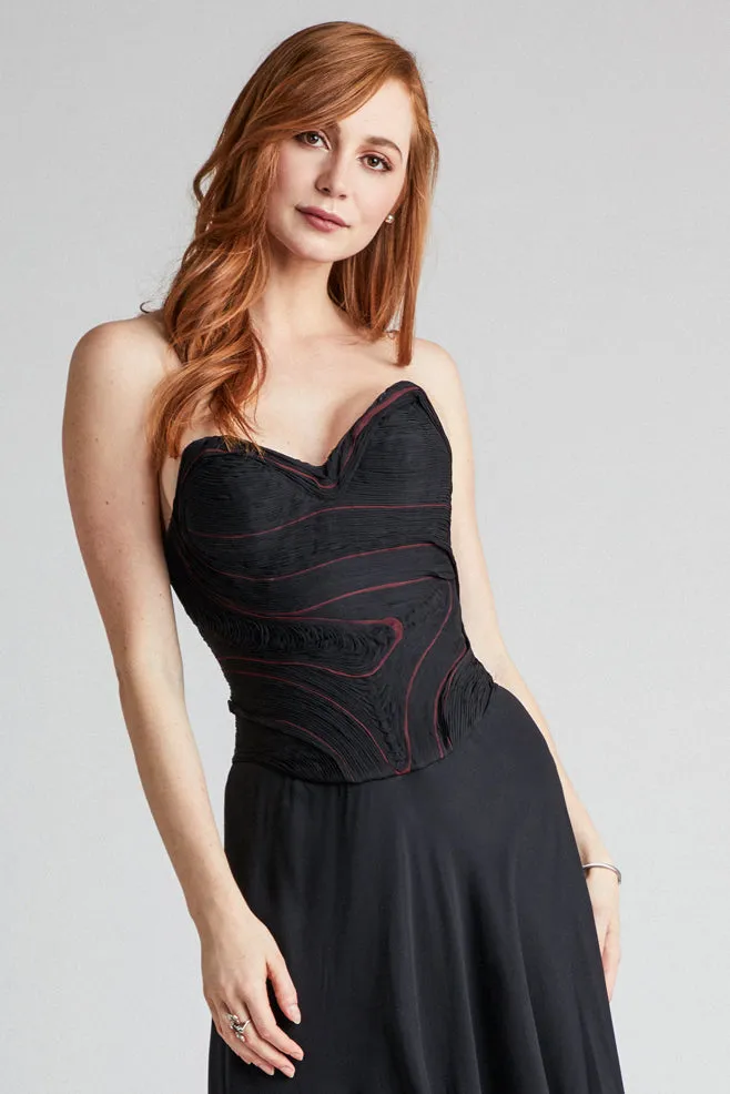 Abstract Bodice Silk Chiffon Gown