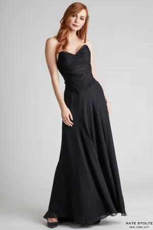 Abstract Bodice Silk Chiffon Gown