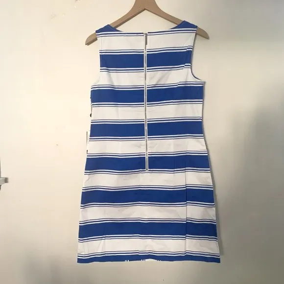 Adrianna Papell Women's Blue Stripe Print Cotton Dress