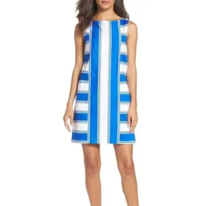Adrianna Papell Women's Blue Stripe Print Cotton Dress