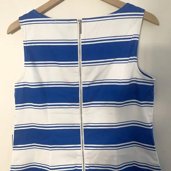 Adrianna Papell Women's Blue Stripe Print Cotton Dress