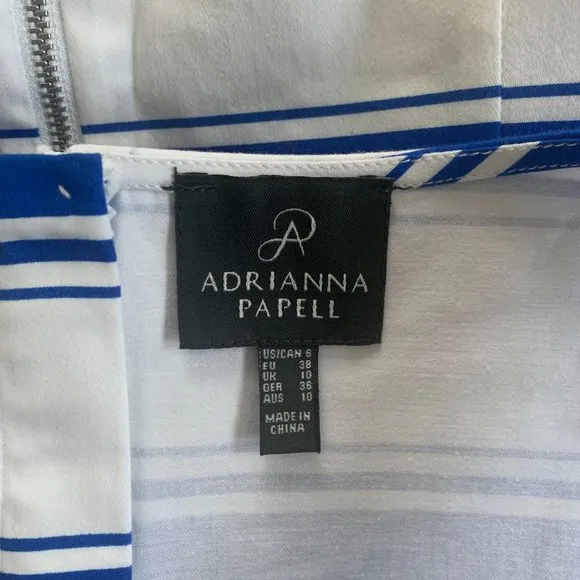 Adrianna Papell Women's Blue Stripe Print Cotton Dress
