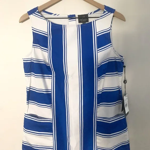 Adrianna Papell Women's Blue Stripe Print Cotton Dress