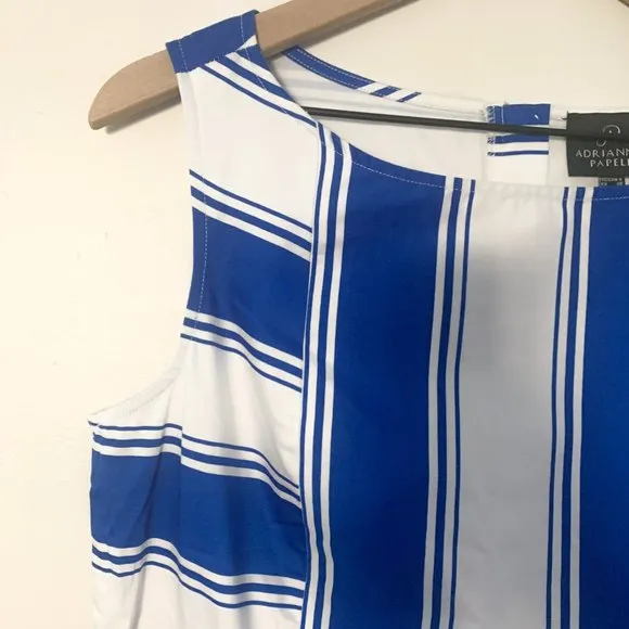 Adrianna Papell Women's Blue Stripe Print Cotton Dress