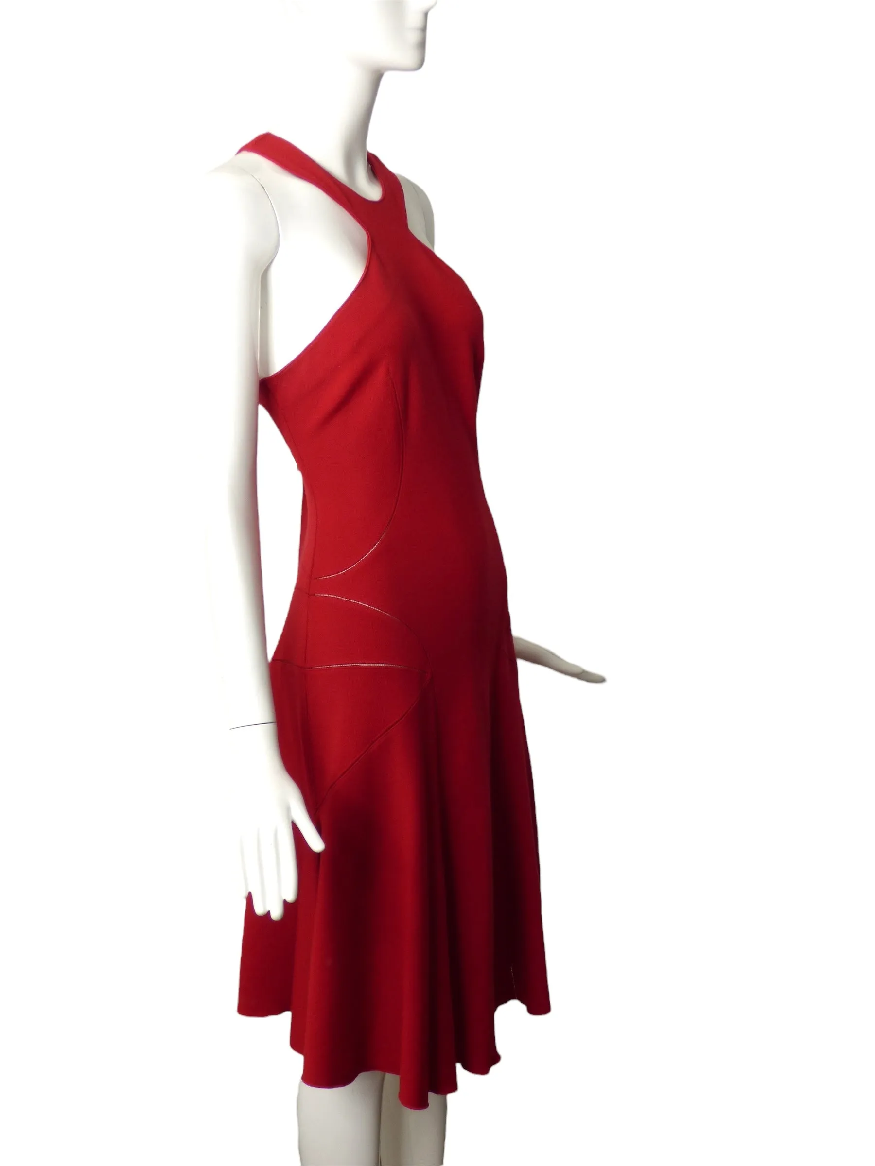 ALAIA- Red Wool Knit Dress, Size 8