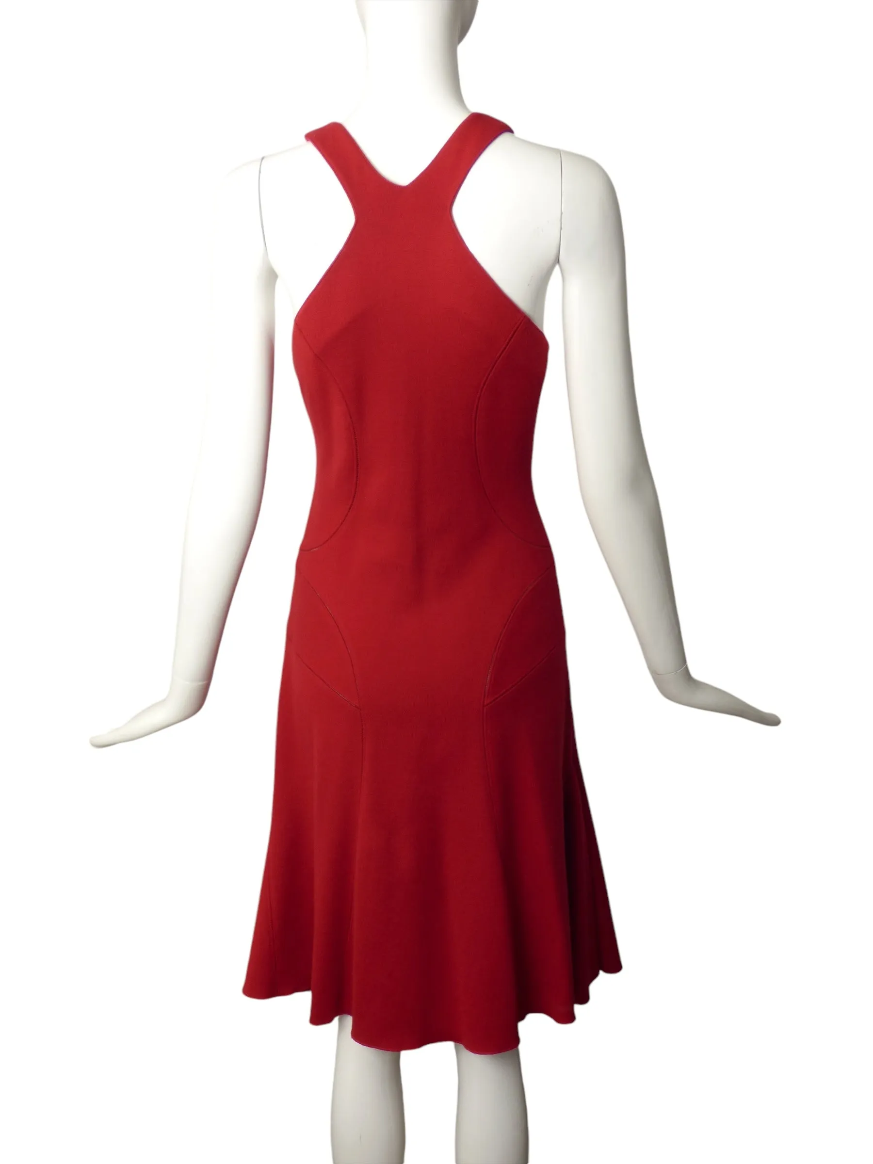 ALAIA- Red Wool Knit Dress, Size 8