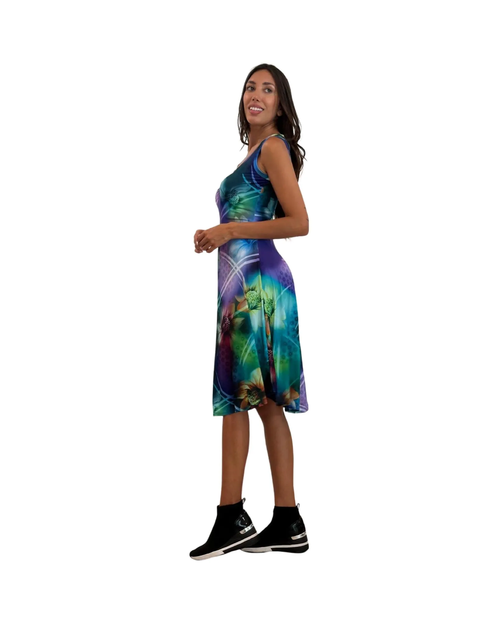 ALBERTA Sleeveless V-Neck Flared Dress