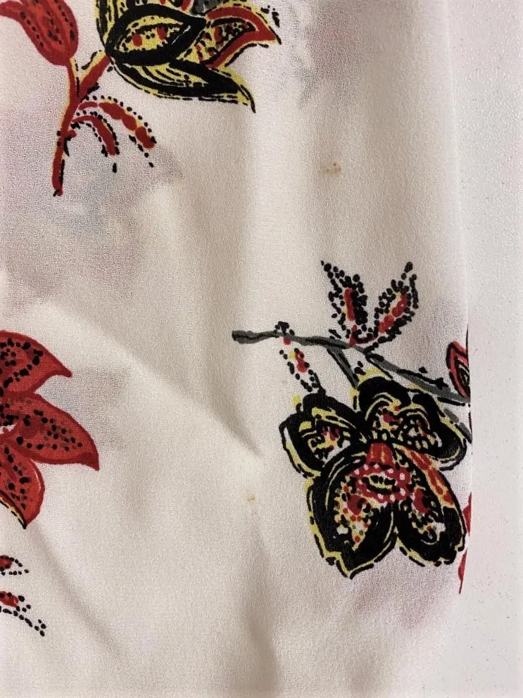 A.L.C. Dress Rori White Floral Print Silk Size 4 Long Sleeve Drawstring-Waist