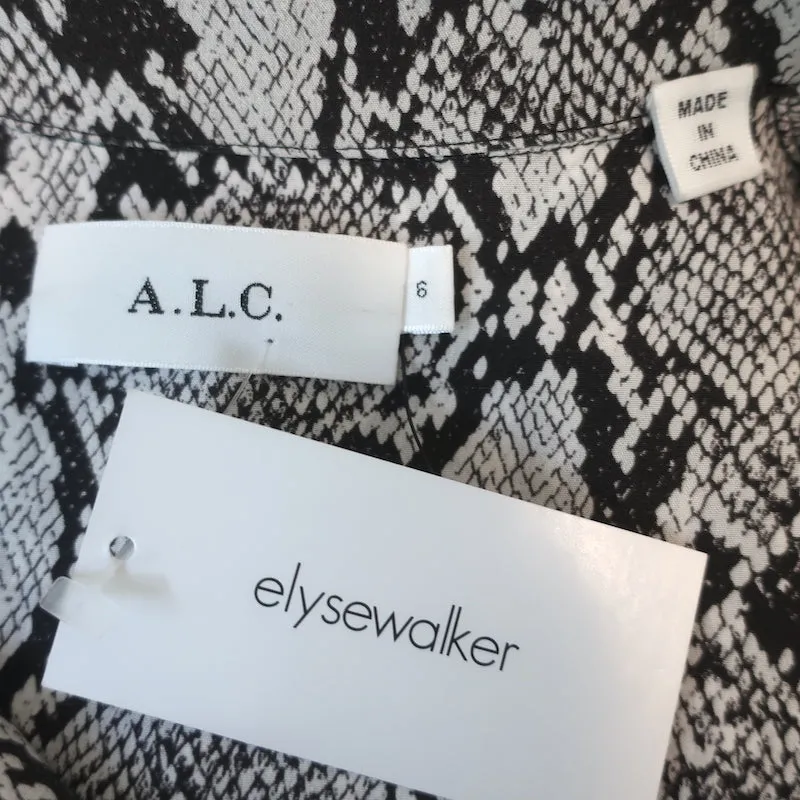 A.L.C. Midi Shirtdress Clarkson Gray Snakeskin Print Silk Size 6 NEW