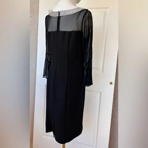 Alex Evenings Rhinestone Collar Black Formal Dress 6P‎ NWT