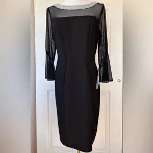 Alex Evenings Rhinestone Collar Black Formal Dress 6P‎ NWT