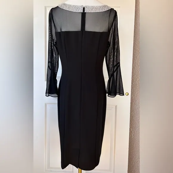 Alex Evenings Rhinestone Collar Black Formal Dress 6P‎ NWT
