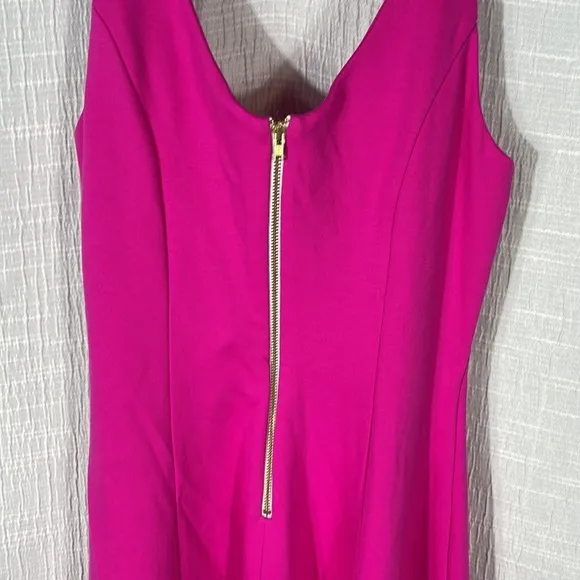 Amanda Uprichard pink Deep V Ponte Fit and Flare Dress Size small
