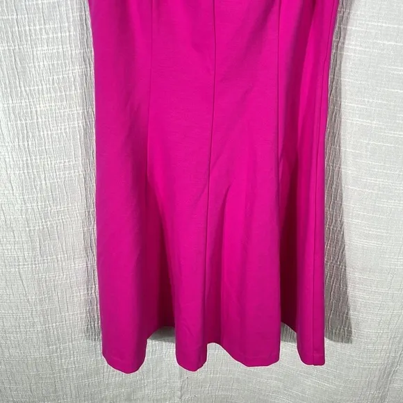 Amanda Uprichard pink Deep V Ponte Fit and Flare Dress Size small