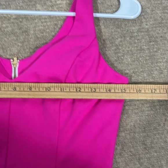 Amanda Uprichard pink Deep V Ponte Fit and Flare Dress Size small
