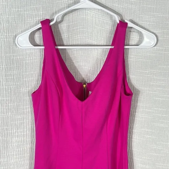 Amanda Uprichard pink Deep V Ponte Fit and Flare Dress Size small