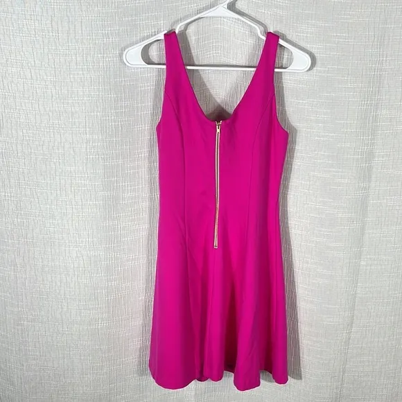 Amanda Uprichard pink Deep V Ponte Fit and Flare Dress Size small
