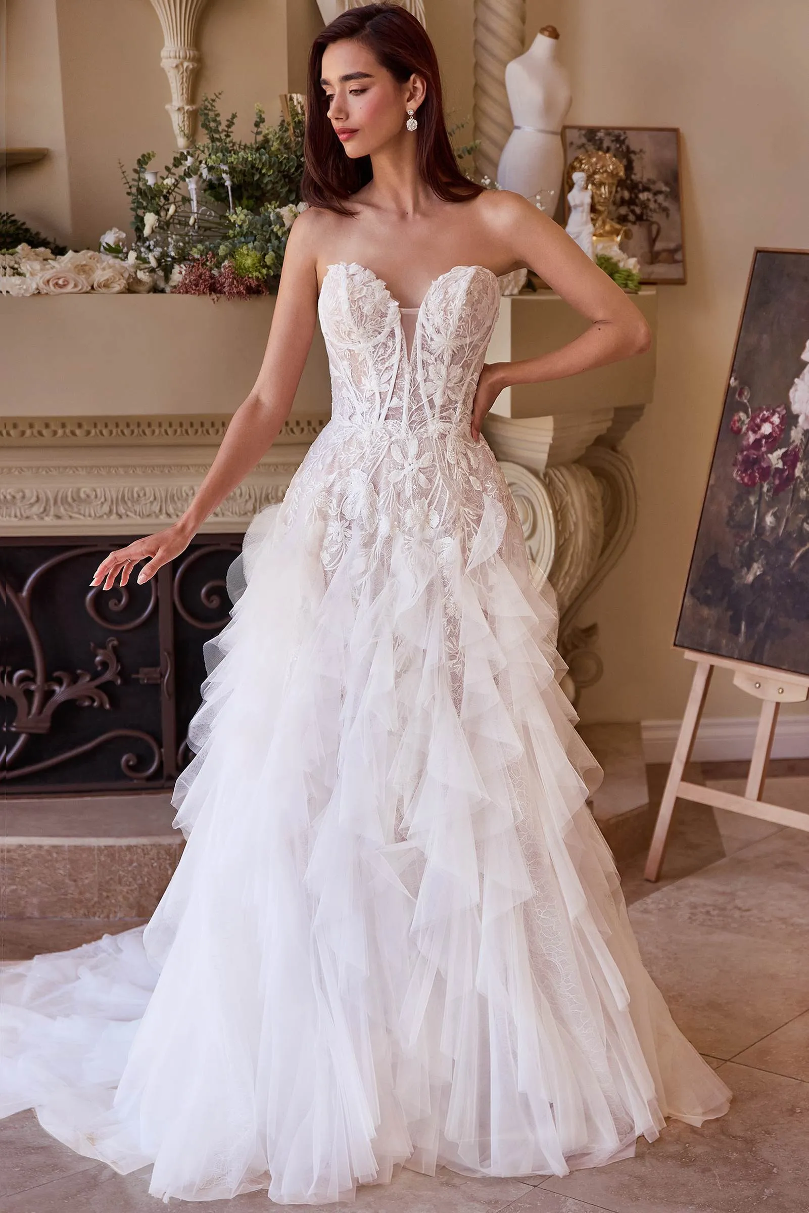 Andrea & Leo WL016 Strapless Drop Waist Cascading Wedding Dress
