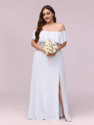 Angelina Off-Shoulder White Wedding Dress with split s8 Express NZ Wide