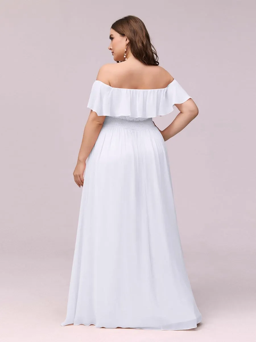 Angelina Off-Shoulder White Wedding Dress with split s8 Express NZ Wide