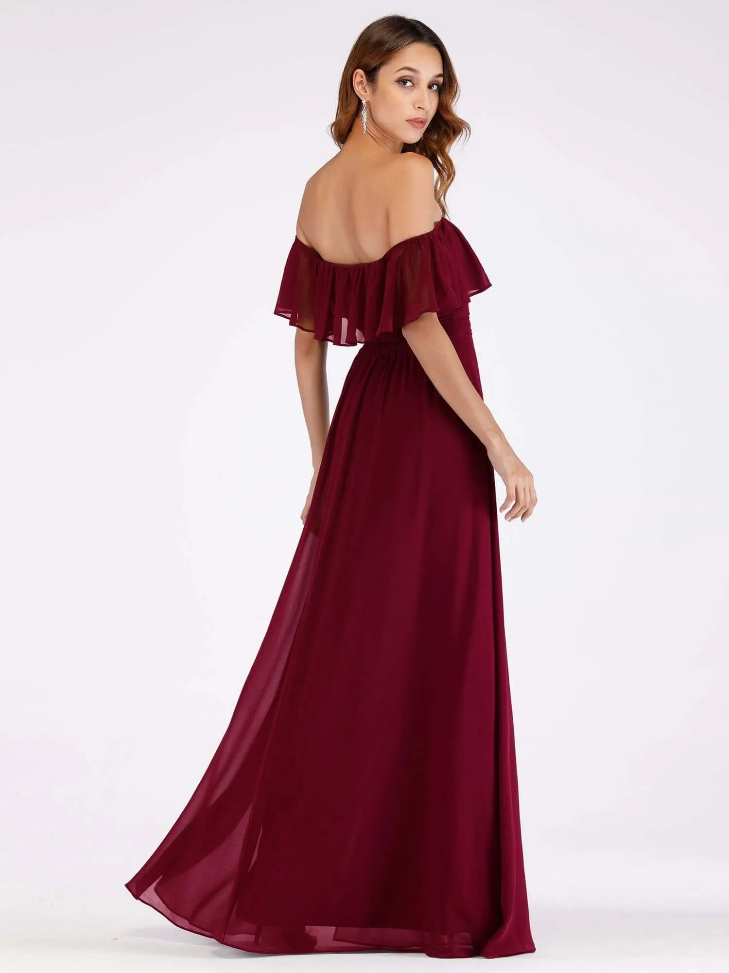 Angelina plus size off shoulder bridesmaid dress with split