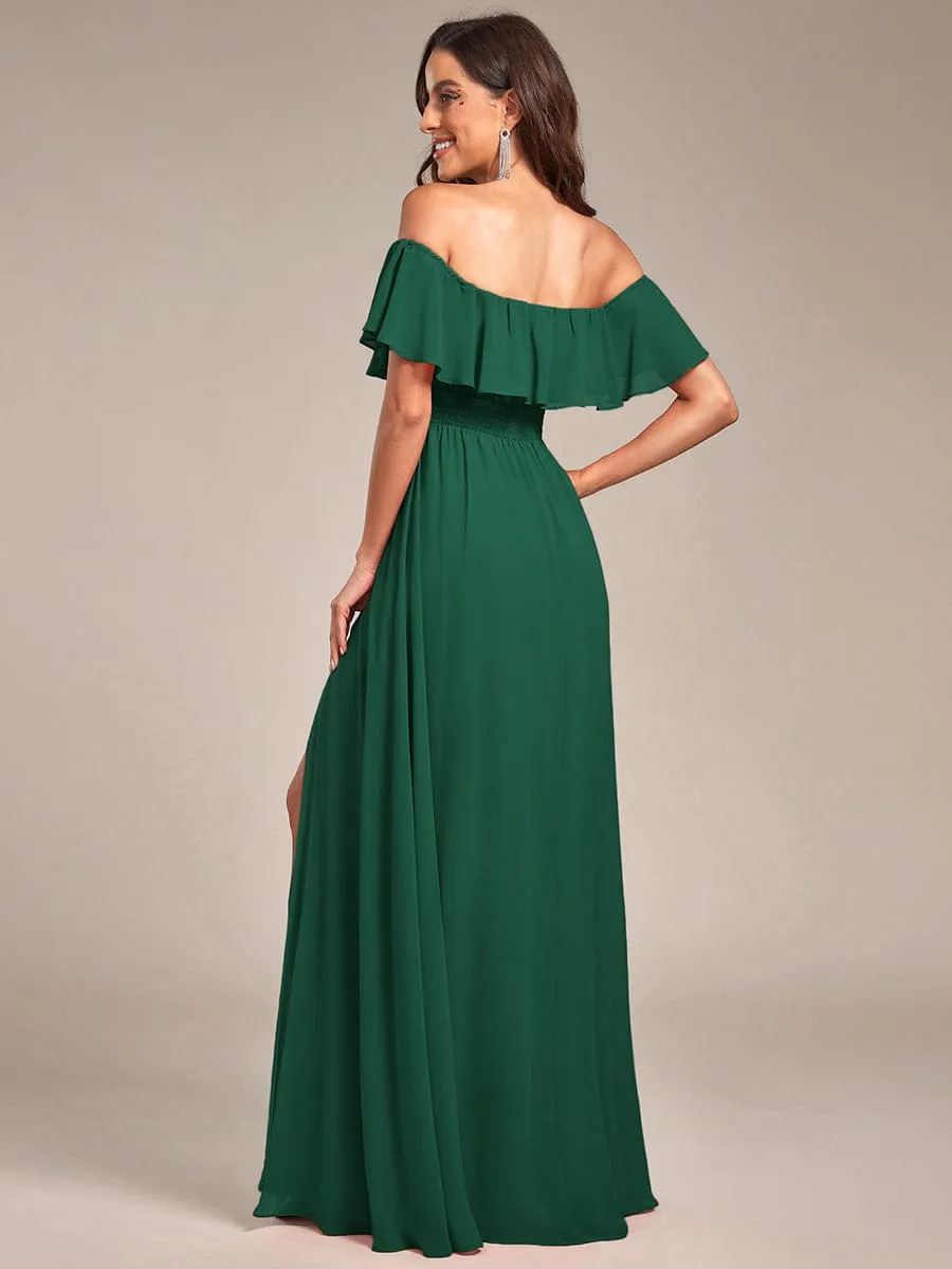 Angelina plus size off shoulder bridesmaid dress with split