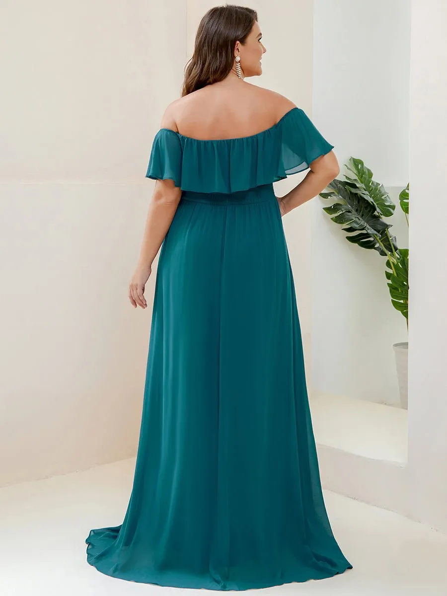 Angelina plus size off shoulder bridesmaid dress with split