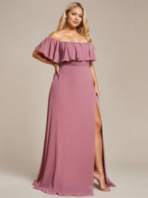 Angelina plus size off shoulder bridesmaid dress with split