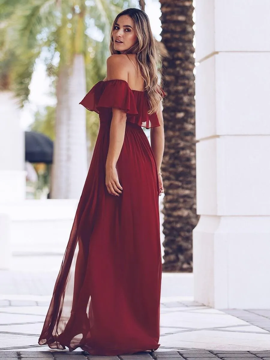 Angelina plus size off shoulder bridesmaid dress with split