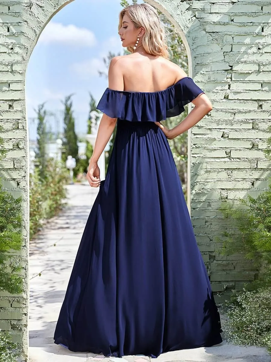 Angelina plus size off shoulder bridesmaid dress with split