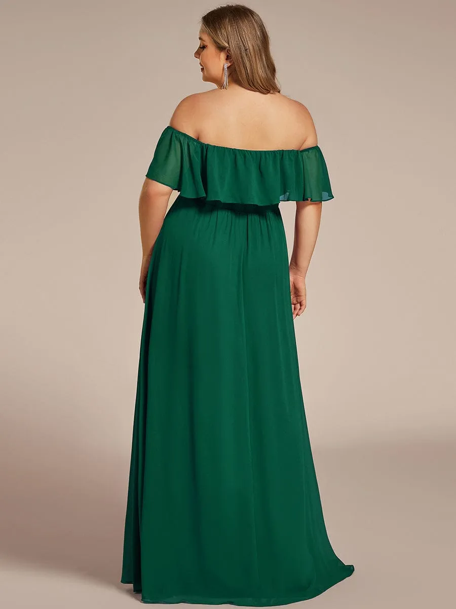 Angelina plus size off shoulder bridesmaid dress with split