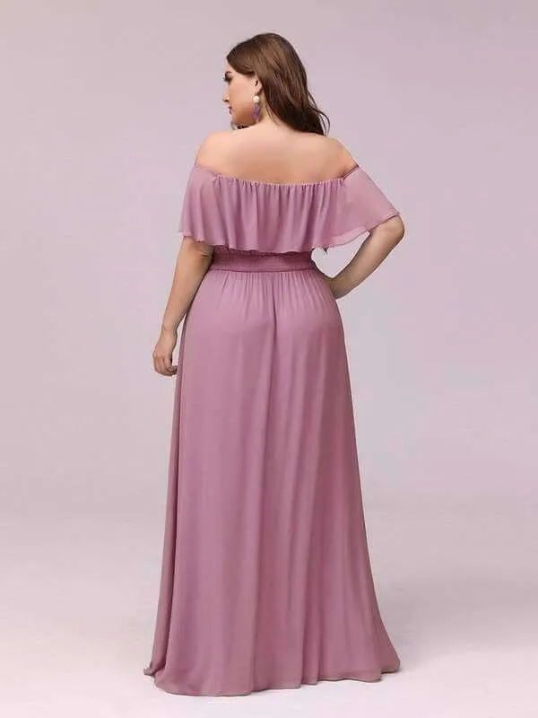 Angelina plus size off shoulder bridesmaid dress with split