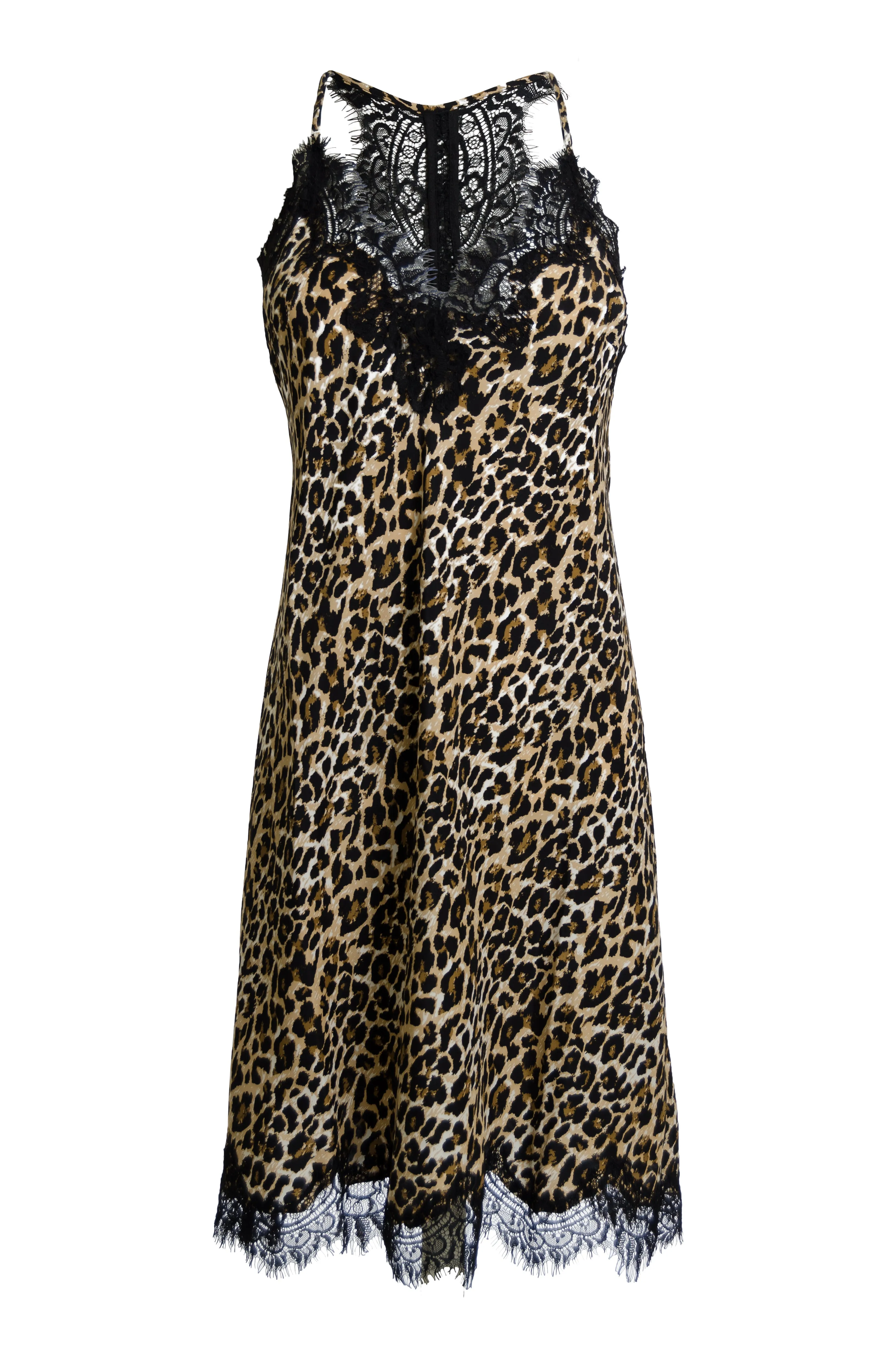 Animal Print Racerback Silk Dress Mocca