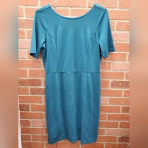 Ann Taylor blue green work sheath dress Dress 12P