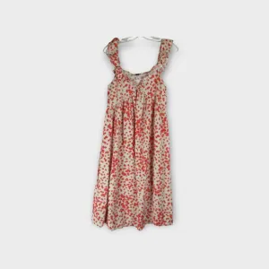 Ann Taylor Strawberry Linen Blend Ruffle Sleeve Flare Dress Size 6