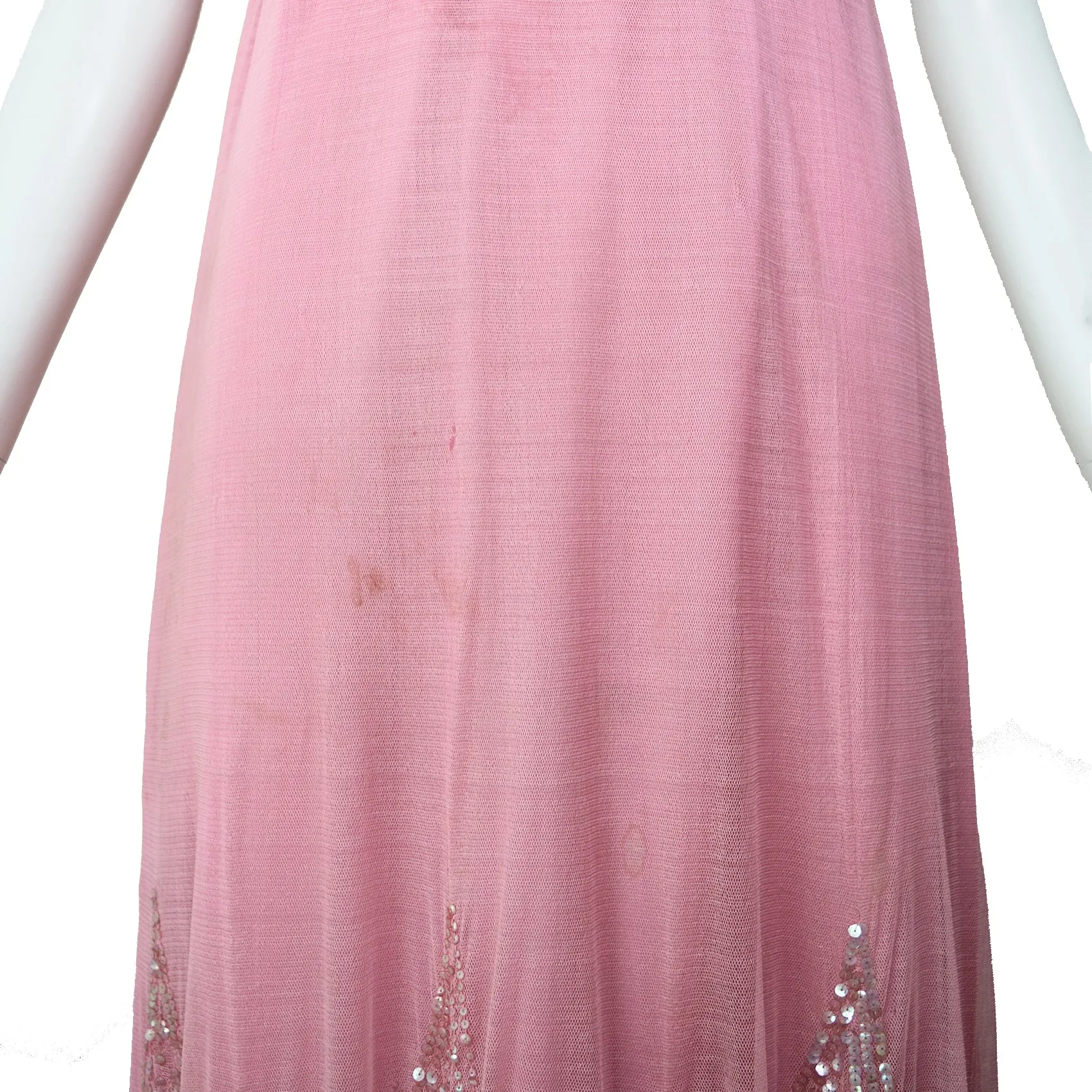 Antique Edwardian Pink Sequin & Net Dress