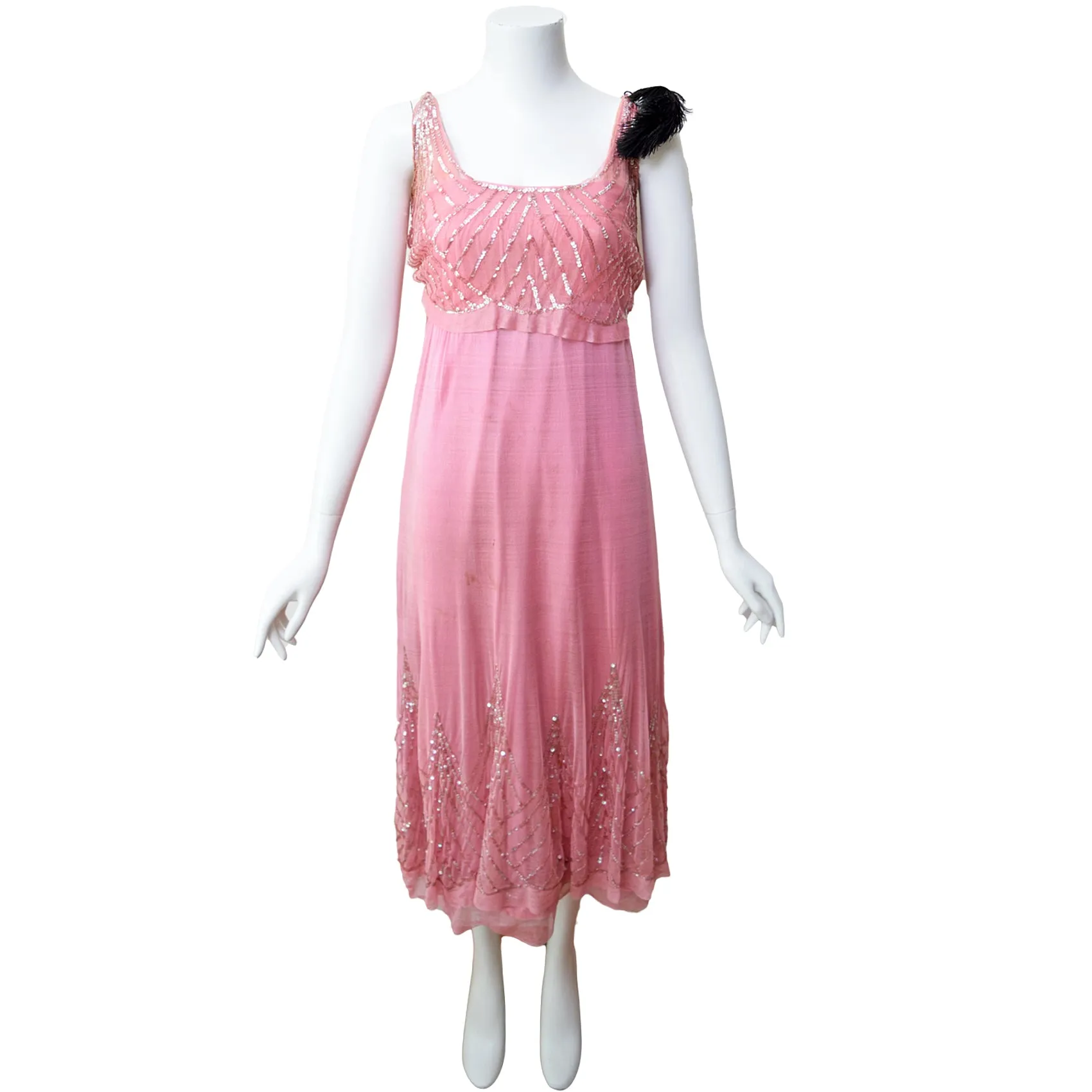 Antique Edwardian Pink Sequin & Net Dress